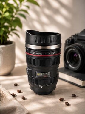 Camera Lens Coffee Mug Photography Gift DSLR Travel Tumbler Stainless